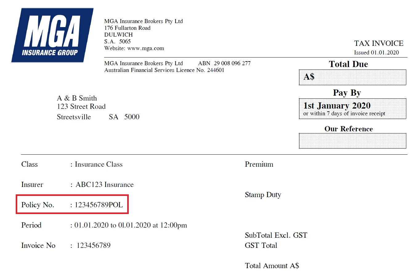 Example Tax Invoice