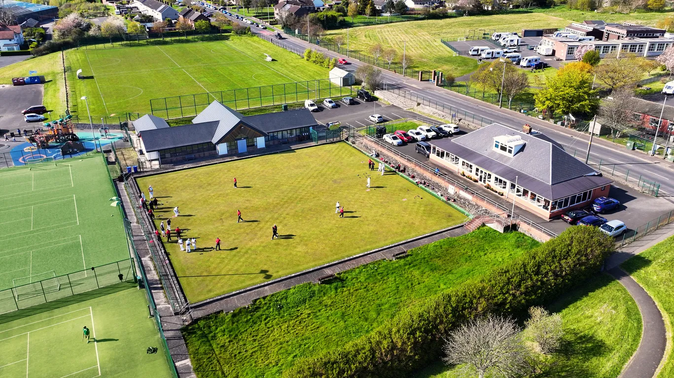 aerial view of lawn bowling court