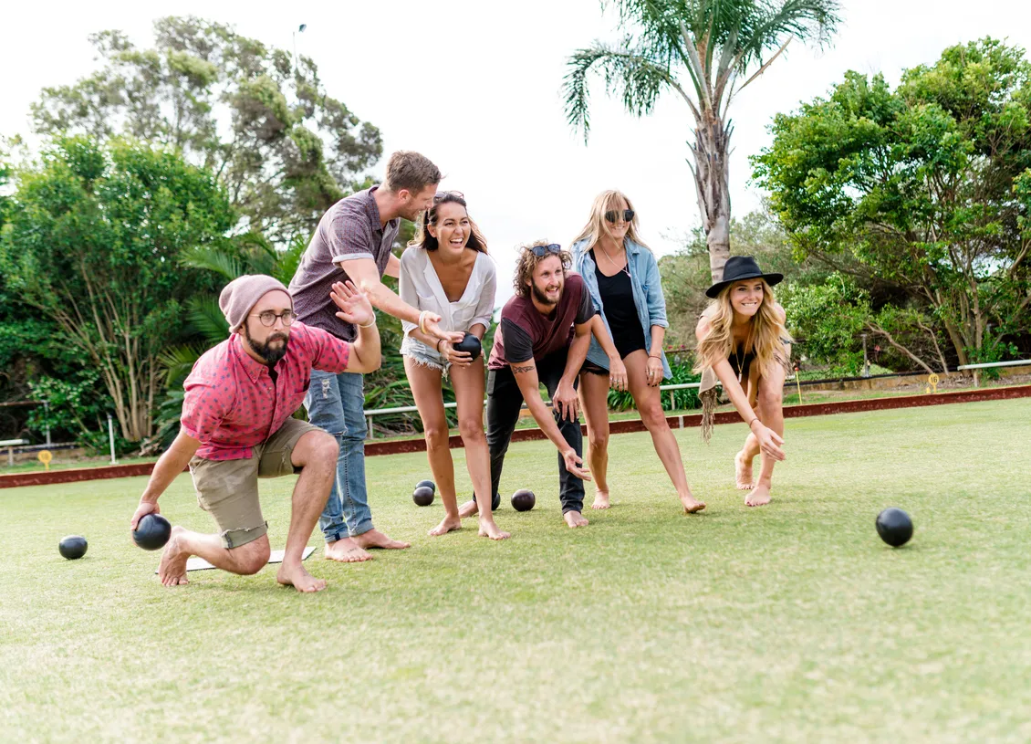 People enjoying lawn bowling